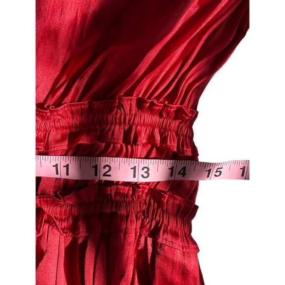 The Kooples Red Long Sleeve Mini Dress Elastic‎ Waist Ruffled Viscose Sz US 8 - Picture 11 of 15